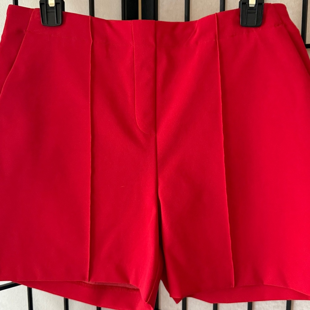 Rachel Zoe Vibrant Red High-Waist Tailored Shorts - Picture 2 of 10